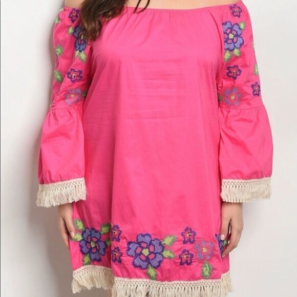 Velzera boho off shoulder dress/tunic large - Picture 1 of 9